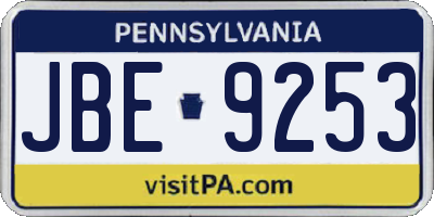 PA license plate JBE9253