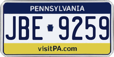 PA license plate JBE9259