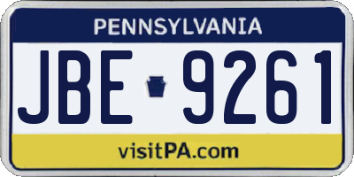 PA license plate JBE9261