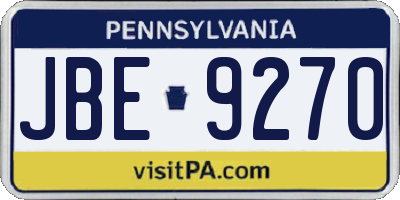 PA license plate JBE9270