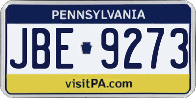 PA license plate JBE9273