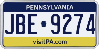 PA license plate JBE9274