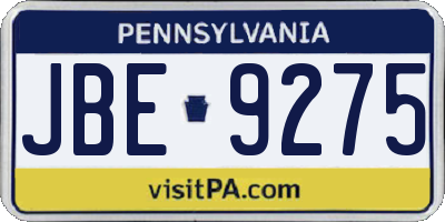 PA license plate JBE9275