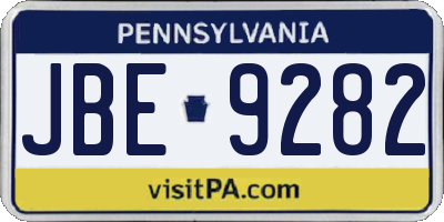PA license plate JBE9282