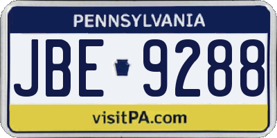 PA license plate JBE9288