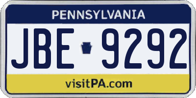 PA license plate JBE9292