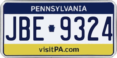 PA license plate JBE9324