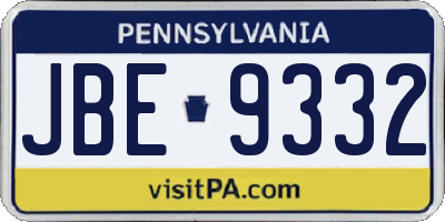 PA license plate JBE9332