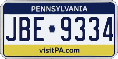 PA license plate JBE9334