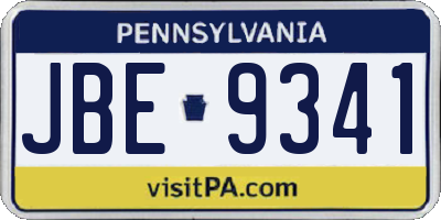 PA license plate JBE9341