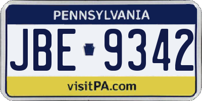 PA license plate JBE9342