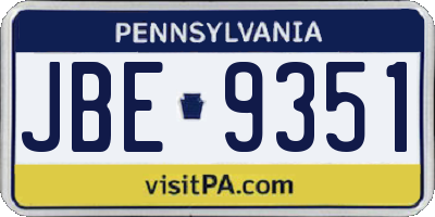 PA license plate JBE9351