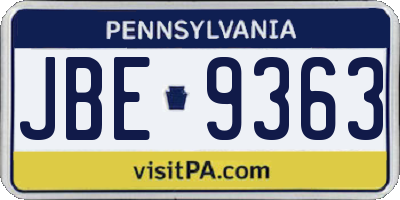PA license plate JBE9363
