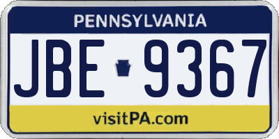 PA license plate JBE9367