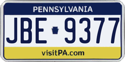 PA license plate JBE9377