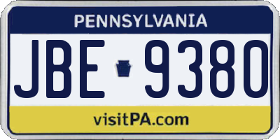 PA license plate JBE9380