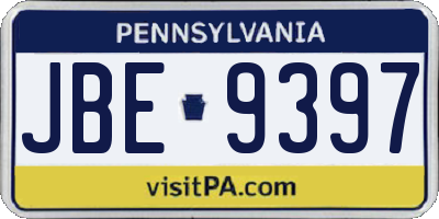PA license plate JBE9397