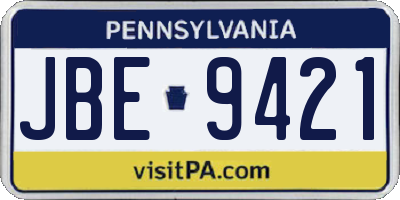 PA license plate JBE9421