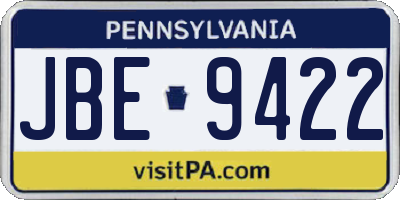PA license plate JBE9422