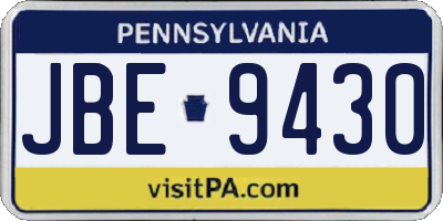 PA license plate JBE9430