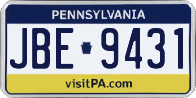PA license plate JBE9431
