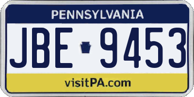 PA license plate JBE9453