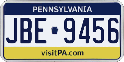 PA license plate JBE9456