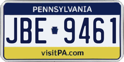 PA license plate JBE9461
