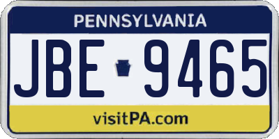 PA license plate JBE9465