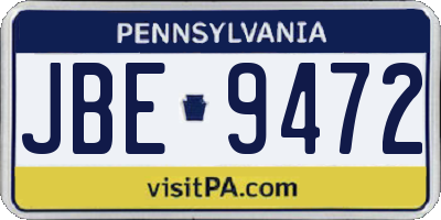 PA license plate JBE9472