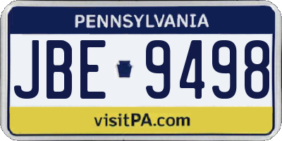 PA license plate JBE9498