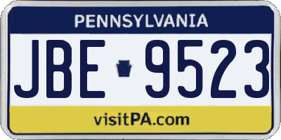PA license plate JBE9523
