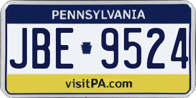 PA license plate JBE9524