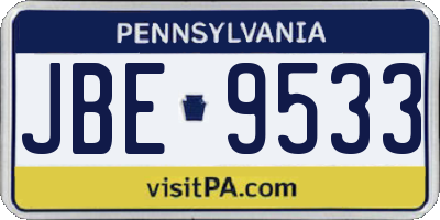 PA license plate JBE9533