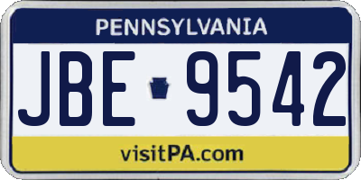 PA license plate JBE9542