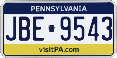 PA license plate JBE9543