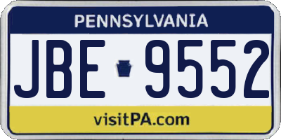 PA license plate JBE9552