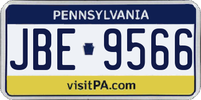 PA license plate JBE9566
