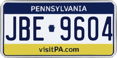 PA license plate JBE9604