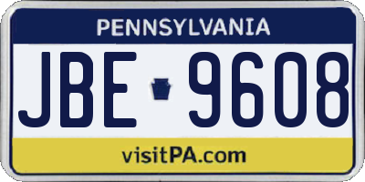 PA license plate JBE9608