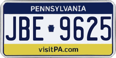 PA license plate JBE9625