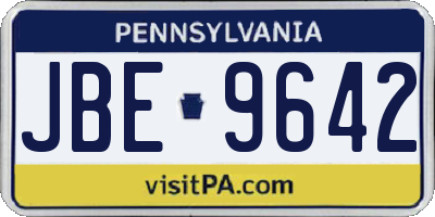 PA license plate JBE9642