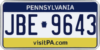 PA license plate JBE9643