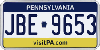PA license plate JBE9653