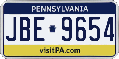 PA license plate JBE9654