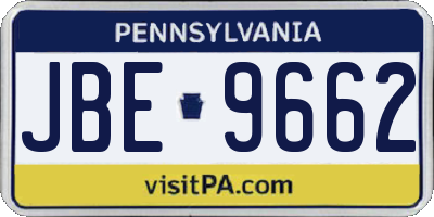 PA license plate JBE9662