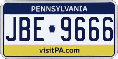 PA license plate JBE9666