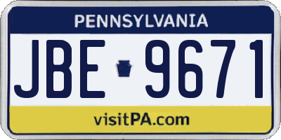 PA license plate JBE9671
