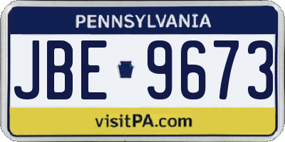 PA license plate JBE9673