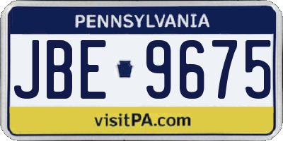 PA license plate JBE9675